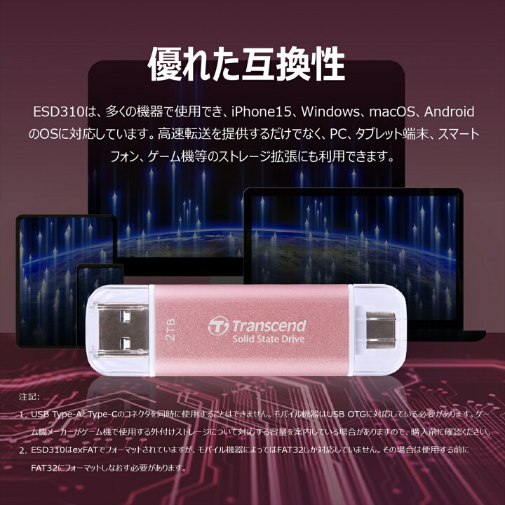 楽天市場】ESD310C ポータブルSSD 256GB TS256GESD310C トランセンド 