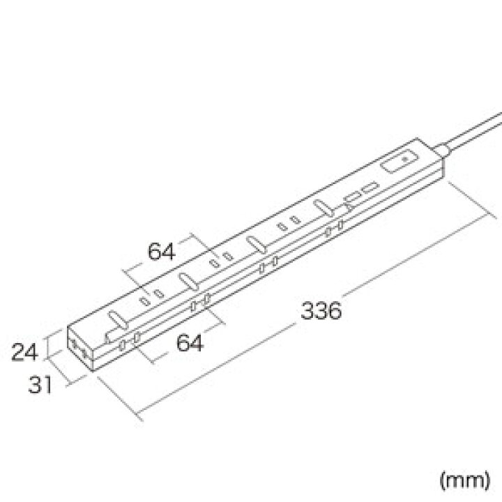 楽天市場】電源タップ USB付き マグネット 8個口 3m USB A×2 3.4A 