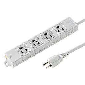 電源タップ マグネット 4個口 5m 3ピン 抜け止め 通電確認ランプ 絶縁キャップ付き RoHS対応 アース端子 ユリア樹脂 固定穴 グレー 簡易ビニールパッケージ TAP-KS4-5