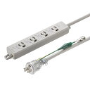 電源タップ 4個口 延長コード テーブルタップ 2P3P差込両対応 マグネット固定可能 抜け止めタイプ アース端子付き フック穴付き 防雨型プラグ 3m 3P L型プラグ ライトグレー TAP-PP34-3