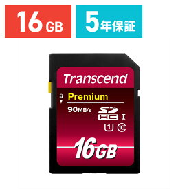【6/1限定！抽選で100％ポイント還元 】Transcend SDカード 16GB Class10 UHS-I Premium 5年保証 メモリーカード クラス10 入学 卒業