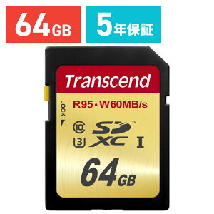 SDJ[h 64GB Class10 UHS-I U3 U3V[Y ő95MB/s SDXC 5Nۏ [J[h NX10 w  gZh Transcend