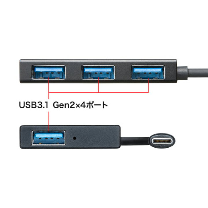 楽天市場】Type-Cハブ(4ポート・USB3.1 Gen2対応・薄型・超高速・ブラック) USB-3TCH18BK サンワサプライ :  サンワダイレクト楽天市場店