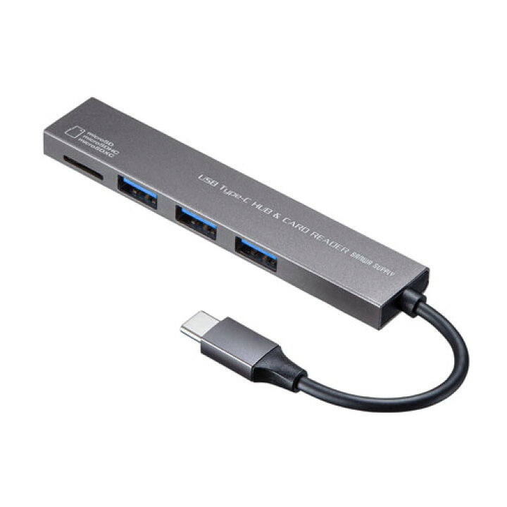 楽天市場 Usb Type C 3ポート スリムハブ Microsdカードリーダー付き サンワダイレクト楽天市場店