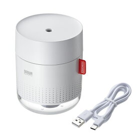 加湿器 卓上 超音波式 大容量 450ml バッテリー式 連続最大9時間 USB給電 Type-C 静音 小型 加湿量30ml〜50ml/h LEDライト オフィス デスク 車載 寝室 ホワイト USB-TOY102W サンワサプライ