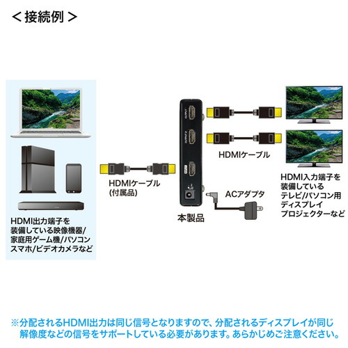 楽天市場】4K/60Hz対応HDMI分配器（2分配・HDR/HDCP2.2対応・PS5対応