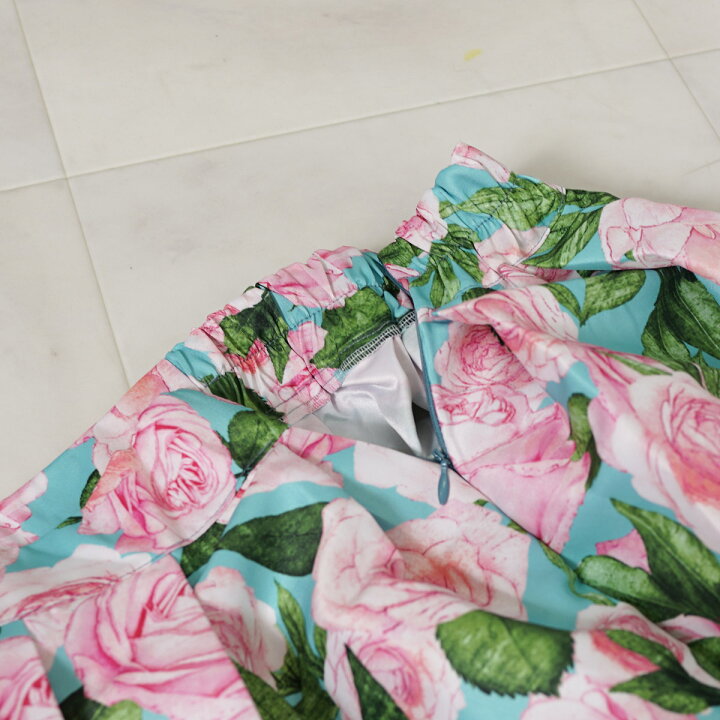 楽天市場 クーポンご利用で5 495円 スカート 花柄 かわいい フレア バラ 薔薇 ボタニカル柄 Aライン ボリューム きれいめ 上品 春 夏 秋 大人 リゾート ピンク ブラック ミント ウェストゴム ローズ お出かけ デート 女子会 フェミニン Ch Hdmn Sj Online Store