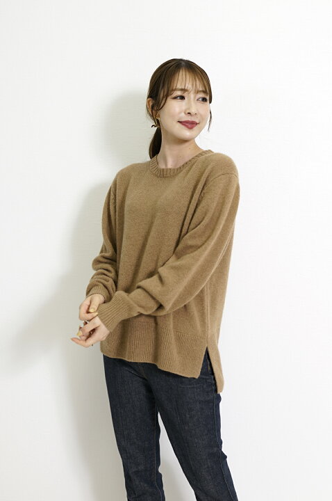 楽天市場】【SALE】キャメル100% ニット クルーネック レディース  