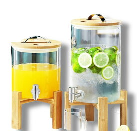 ドリンクサーバー ガラス 大容量3.5L 5L 8L 蛇口付き 飲料ポット 保存ボトル プボトル バレルディスペンサー 貯蔵容器 ガラス製 飲料水バケット 密閉タンク スタンド付き ジュース ビール