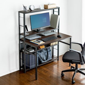 パソコンデスク 省スペース 100cm幅 PCデスク パソコンラック シェルフデスク 棚付きデスク コンパクト 勉強机 書斎机 書斎 学習机 学習デスク PCラック おしゃれ ワークデスク テレワーク 在