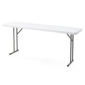折りたたみ テーブル 幅180cm 奥行45cm ホワイト 軽量 樹脂天板 耐荷重30kg [100-FD017W]