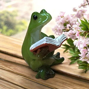 ミニチュアアニマル カエル 読書するカエル 小さな動物の世界 置物 オブジェ インテリア プレゼント ギフト かわいい 癒し 手のひらサイズ EV15038A