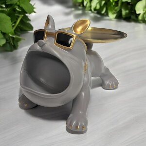 ブルドッグのトレイ 小物入れ グレー アクセサリートレー 収納トレイ 卓上 小物置き 机上収納 整理 イヌ 犬 21012