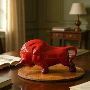 闘牛 赤 牛 勢い 丑 陶器 モダン 置物 オブジェ インテリア プレゼント ギフト sanpoti-2528