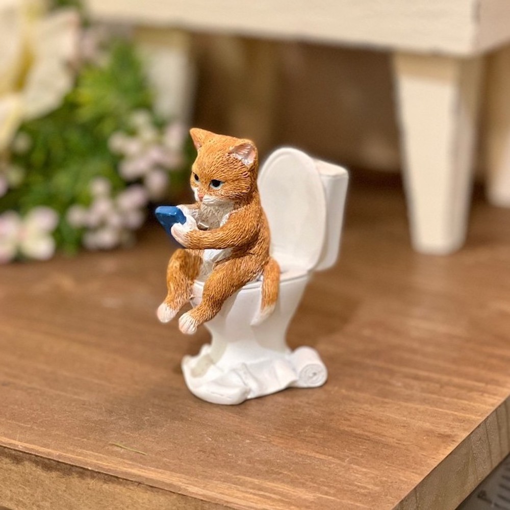 楽天市場】猫 ねこ ネコ スマホ トイレ ミニチュアアニマル 小さな動物