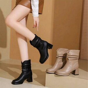 レディース 美脚 ブーツ 履き口 シューズ くしゅくしゅブーツ ブーツ ゆったり 痛くない ショートブーツ 大きいサイズ カジュ