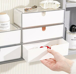 化粧品 大容量 横 収納ボックス ホワイト プラスチック 4段 3段 滑り止め 透明 書類ケース 卓上収納ケース 小物 文房具収納 2段