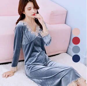 秋 レディース 冬 ベロア レース 生地 セクシー ルームウエア トップス 春 ルームウェア 長袖 長袖 大人 ワンピース かわいい