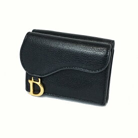 Christian Dior クリスチャンディオール コンパクト財布　ブラック 【中古】