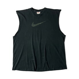 雰囲気系 90s NIKE ビッグ スウォッシュ ロゴ プリント カットオフ ノースリーブ Tシャツ XL / 90年代 オールド ナイキ 古着 アメリカ古着 USED ユーズド 中古 VINTAGE US古着 アメカジ