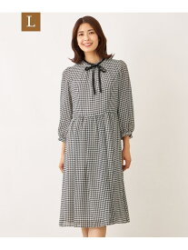 【SALE／49%OFF】【L】ジョーゼット千鳥 ワンピース TO BE CHIC サンヨー エルサイズ ワンピース・ドレス ワンピース ホワイト【RBA_E】【送料無料】[Rakuten Fashion]