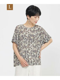 【SALE／60%OFF】【L】【接触冷感】【ウォシャブル】クールレオパードカットソー EVEX by KRIZIA サンヨー エルサイズ トップス カットソー・Tシャツ ベージュ ネイビー【RBA_E】【送料無料】[Rakuten Fashion]