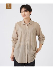 【SALE／60%OFF】【L】【接触冷感】【ウォッシャブル】シアーボイルロングシャツ EVEX by KRIZIA サンヨー エルサイズ トップス シャツ・ブラウス ベージュ ブラック【RBA_E】【送料無料】[Rakuten Fashion]
