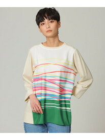 【SALE／50%OFF】【ウォッシャブル】グラフィカルボーダーコンビカットソー EVEX by KRIZIA エヴェックス バイ クリツィア トップス カットソー・Tシャツ ベージュ ネイビー【RBA_E】【送料無料】[Rakuten Fashion]