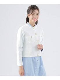 【SALE／62%OFF】【ウォッシャブル】コットンリングヤーンニットジャケット TRANS WORK トランスワーク トップス ニット ネイビー ホワイト【RBA_E】【送料無料】[Rakuten Fashion]