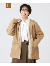【SALE／28%OFF】【L】【リバーシブル】【ウォッシャブル】レオパードダンボールフーデッドコーディガン EVEX by KRIZIA サンヨー エルサイズ ジャケット・アウター その他のジャケット・アウター ベージュ ネイビー【RBA_E】【送料無料】[Rakuten Fashion]