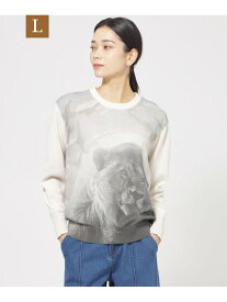 【SALE／60%OFF】【L】【ウォッシャブル】ライオンプリントニットプルオーバー EVEX by KRIZIA サンヨー エルサイズ トップス ニット ベージュ【RBA_E】【送料無料】[Rakuten Fashion]