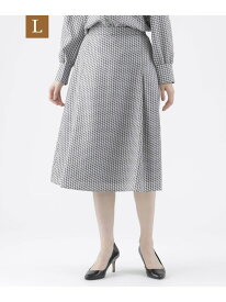 【SALE／69%OFF】【L】【ウォッシャブル】モザイク幾何プリントタックスカート TRANS WORK サンヨー エルサイズ スカート その他のスカート ネイビー グレー【RBA_E】【送料無料】[Rakuten Fashion]