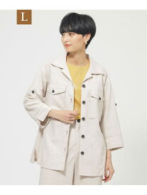 【SALE／50%OFF】【L】【ウォッシャブル】ナチュラルリネンブレンドシャツジャケット EVEX by KRIZIA サンヨー エルサイズ トップス シャツ・ブラウス ベージュ【RBA_E】【送料無料】[Rakuten Fashion]