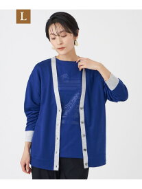【SALE／47%OFF】【L】【接触冷感・ウォッシャブル】ハイゲージ天竺Vネックカーディガン EVEX by KRIZIA サンヨー エルサイズ トップス その他のトップス ホワイト ブルー【RBA_E】【送料無料】[Rakuten Fashion]