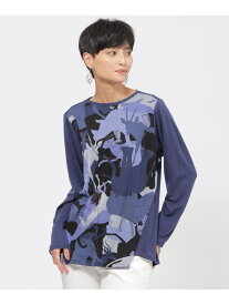 【SALE／50%OFF】【ウォッシャブル】アニマルシルエットプリントプルオーバーカットソー EVEX by KRIZIA エヴェックス バイ クリツィア トップス カットソー・Tシャツ ブルー ブラック カーキグリーン【RBA_E】【送料無料】[Rakuten Fashion]