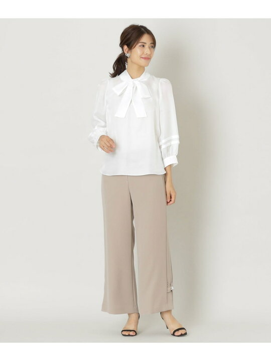 楽天市場】【SALE／42%OFF】【L】ポリスパンサテン リボンタイブラウス 