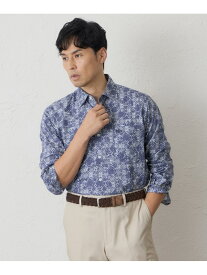デニムプリントシャツ BAKER STREET ベイカー・ストリート トップス シャツ・ブラウス ネイビー ブルー【送料無料】[Rakuten Fashion]