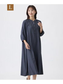 【L】【ウォッシャブル】ブライトシャンブレーワンピース TRANS WORK サンヨー エルサイズ ワンピース・ドレス ワンピース カーキグリーン ネイビー【送料無料】[Rakuten Fashion]