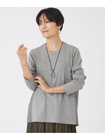 【ウォッシャブル】ゼブラレースコンビカットソー EVEX by KRIZIA エヴェックス バイ クリツィア トップス カットソー・Tシャツ グレー ブラック【送料無料】[Rakuten Fashion]