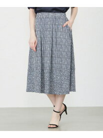 ギンガムチェックプリント ギャザースカート AMACA アマカ スカート ロング・マキシスカート ブラック【送料無料】[Rakuten Fashion]