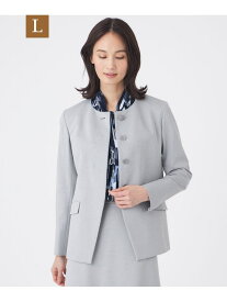 【SALE／58%OFF】【L】【美シリーズ・ウォッシャブル】トリアセスビンダイアゴナルノーカラージャケット TRANS WORK サンヨー エルサイズ ジャケット・アウター ノーカラージャケット ブラック ネイビー グレー【RBA_E】【送料無料】[Rakuten Fashion]