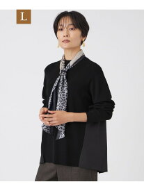 【L】【カタログ掲載・ウォッシャブル】シャツコンビニットプルオーバー EVEX by KRIZIA サンヨー エルサイズ トップス その他のトップス ブラック レッド【送料無料】[Rakuten Fashion]