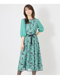 フラワーエンブロイダリーチュール ワンピース TO BE CHIC トゥー ビー シック ワンピース・ドレス ドレス グリーン ブラック【送料無料】[Rakuten Fashion]
