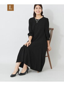 【SALE／46%OFF】【L】バックサテンパネルライン フレアワンピース TO BE CHIC サンヨー エルサイズ ワンピース・ドレス ドレス ブラック ピンク【RBA_E】【送料無料】[Rakuten Fashion]