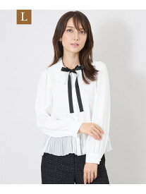 【L】バックサテンアムンゼン プリーツブラウス TO BE CHIC サンヨー エルサイズ トップス シャツ・ブラウス ホワイト【送料無料】[Rakuten Fashion]
