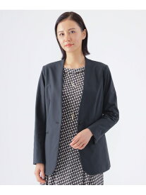 【SALE／51%OFF】【美シリーズ】【弱はっ水】【防しわ】【透湿性】【ウォッシャブル】ウィンタードッツノーカラージャケット TRANS WORK トランスワーク ジャケット・アウター ノーカラージャケット ネイビー ベージュ【RBA_E】【送料無料】[Rakuten Fashion]