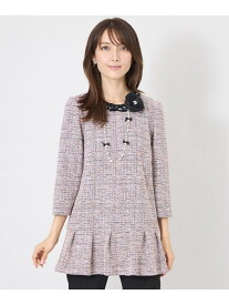 ブレードディテール ツィードチュニック TO BE CHIC トゥー ビー シック トップス シャツ・ブラウス ブラック ピンク【送料無料】[Rakuten Fashion]