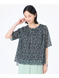 【SALE／60%OFF】【ウォッシャブル】シャドーフラワープリントプルオーバーブラウス TRANS WORK トランスワーク トップス シャツ・ブラウス ネイビー ホワイト【RBA_E】【送料無料】[Rakuten Fashion]