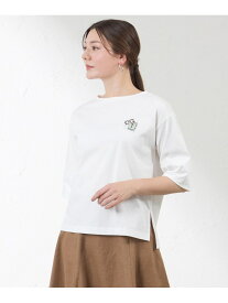 【SALE／14%OFF】刺繍Tシャツ AMACA アマカ トップス カットソー・Tシャツ ホワイト ブラック【RBA_E】【送料無料】[Rakuten Fashion]