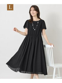 【SALE／21%OFF】【L】シルケットジャージ ドッキングワンピース TO BE CHIC サンヨー エルサイズ ワンピース・ドレス ワンピース ブラック【RBA_E】【送料無料】[Rakuten Fashion]